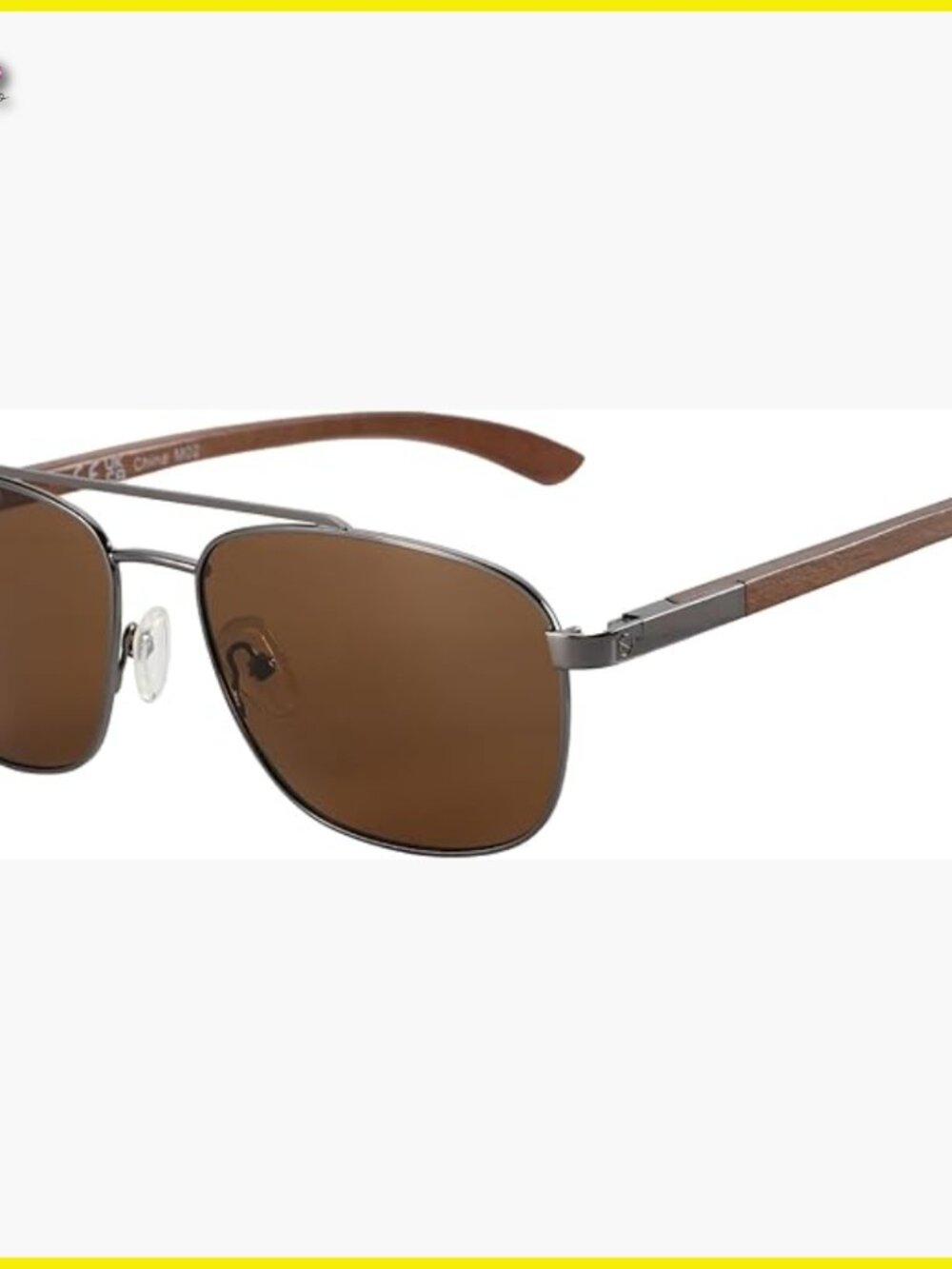Aviator Sunglasses Polarized Wood Frame Retro Classic Driving Golf Fishing